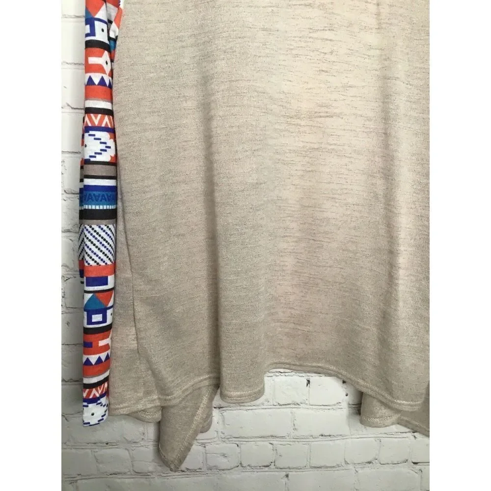 MISSLOOK Women’s Sweater Gray Open Cardigan‎ Tribal Lightweith size XL